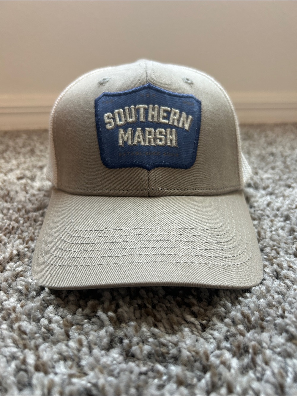 Southern Marsh Trucker Hat with Blue Patch